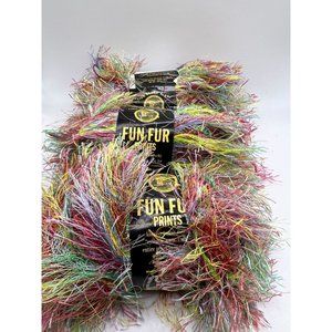 Lion Brand Fun Fur/ Eyelash Yarn Rainbow Lot of 3